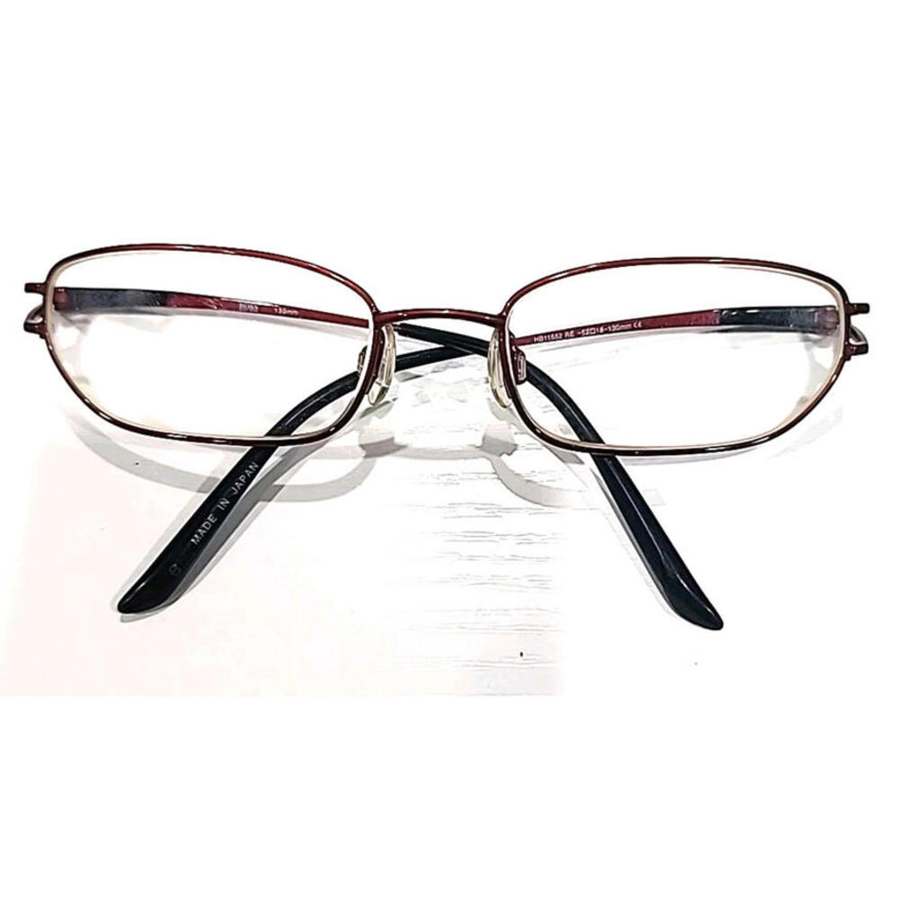Hugo Boss HB11552 Red Metal Black Rectangle Eyeglasses 52-18 130 Japan